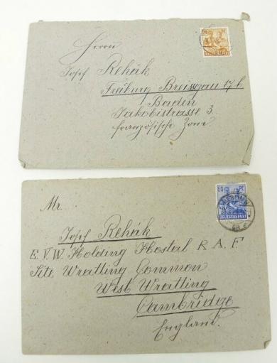 Two Post WW2 European Voluntary Worker Stamped Envelopes
