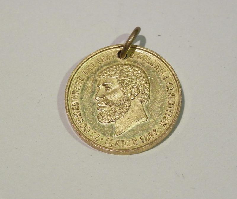 Gilt Brass 1886 Commemorative Medallion Indian & Colonial Exhibition