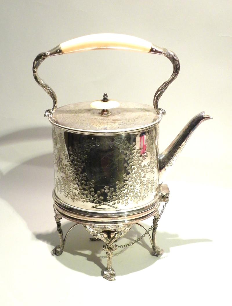 A Fine Victorian Silver Plated Kettle on Spirit Burner Stand