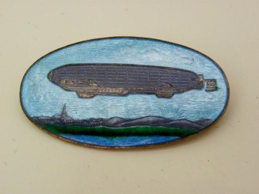 1930's Silver and Enamel Zeppelin Brooch