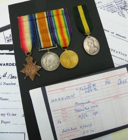 Scarce 1914 Star Trio & TFEM Group to Suffolk Regiment.