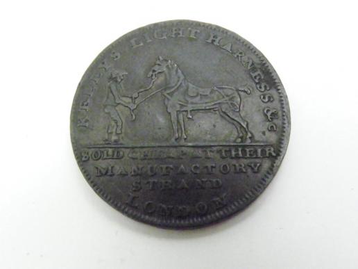 Interesting & Rare 19th Century Copper Token Kelly's Sadlery