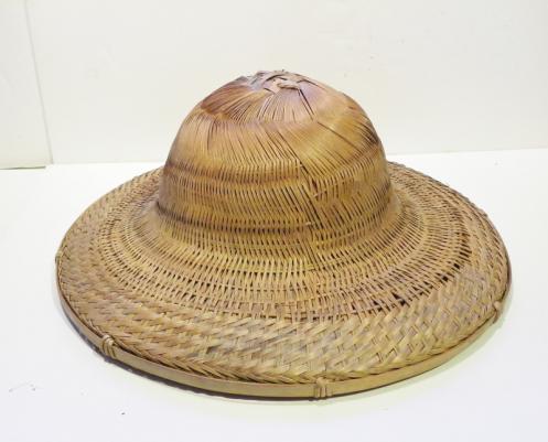 Antique Chinese Wicker Coolie Hat (round)