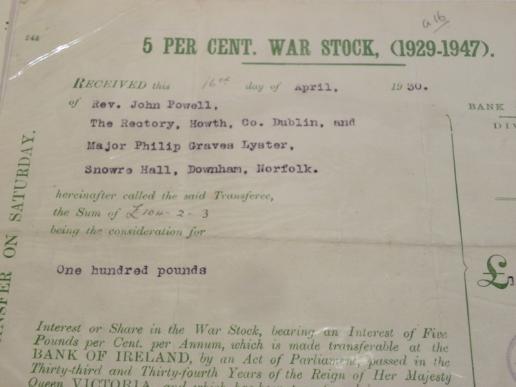 Interesting Inter War 5 Per Cent War Stock Certificate £100 Value