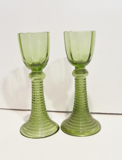 Superb Pair of Mini Antique German Hand Blown Schnapps Glasses