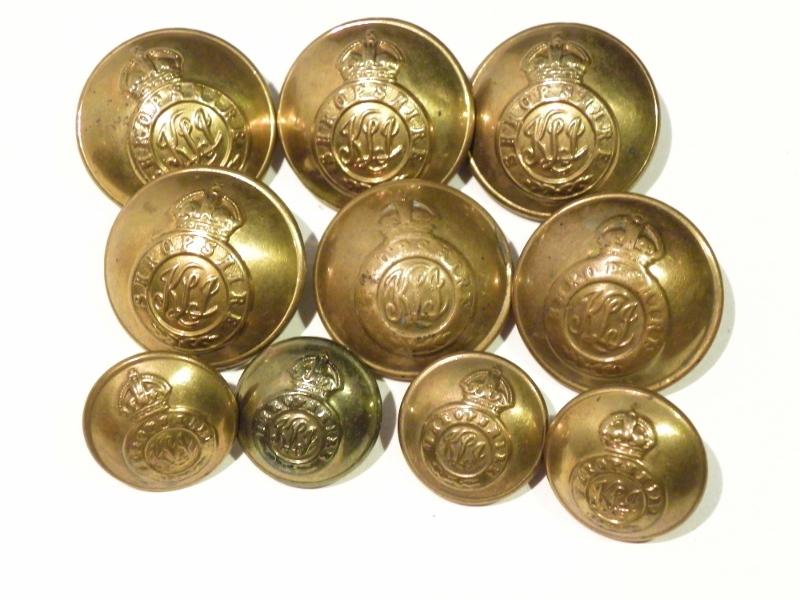 Good Set of WW2 Era King’s Shropshire Light Infantry Brass Buttons