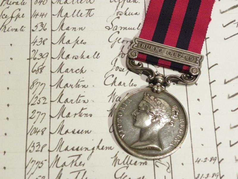 Victorian India General Service Medal – Burma Clasp to Martin 2nd Norfolk’s