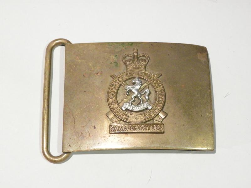 Scarce Kent and County of London Yeomanry (Sharpshooters) Officers Belt Buckle.