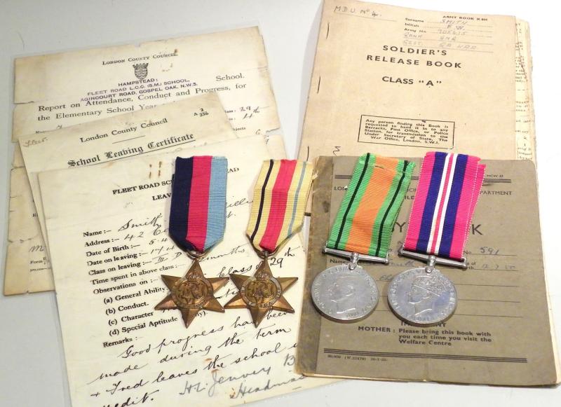 WW2 Africa Star Medal Group to Smith 88th HAA Regiment. Taken POW Tobruk.