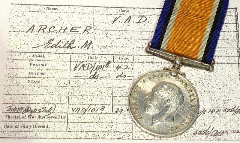 WW1 BWM to Edith M Archer VAD Served Salonika