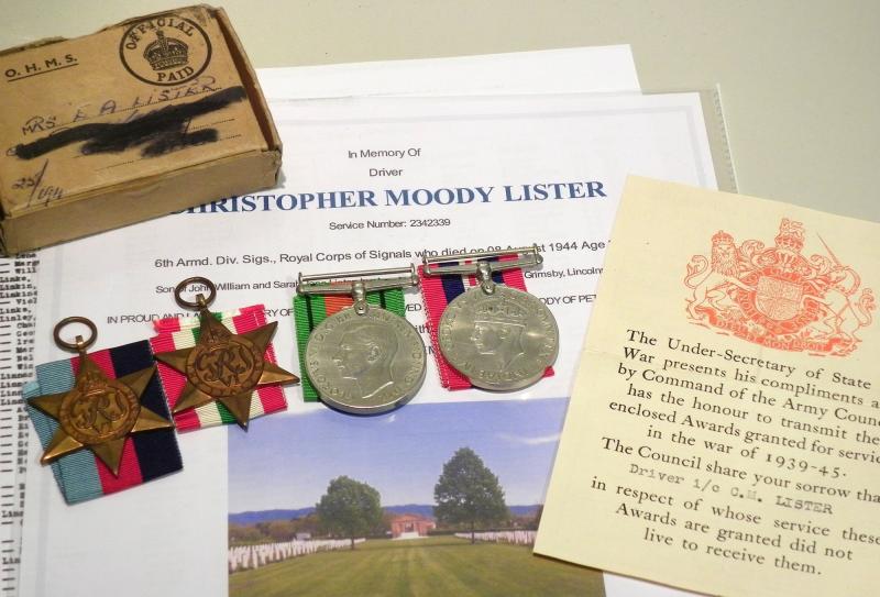 WW2 Group 4 to Dvr Lister Royal Corps of Signals KIA Italy 1944.