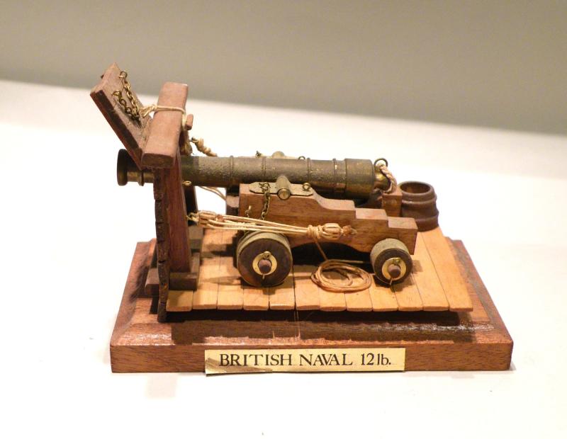 Vintage Hand Made Model in Wood of a British Naval 12lb Cannon