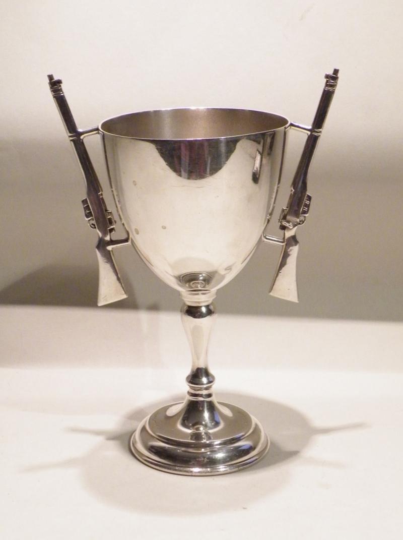 Large Vintage Silver Plated Rifle Shooting Prize Cup