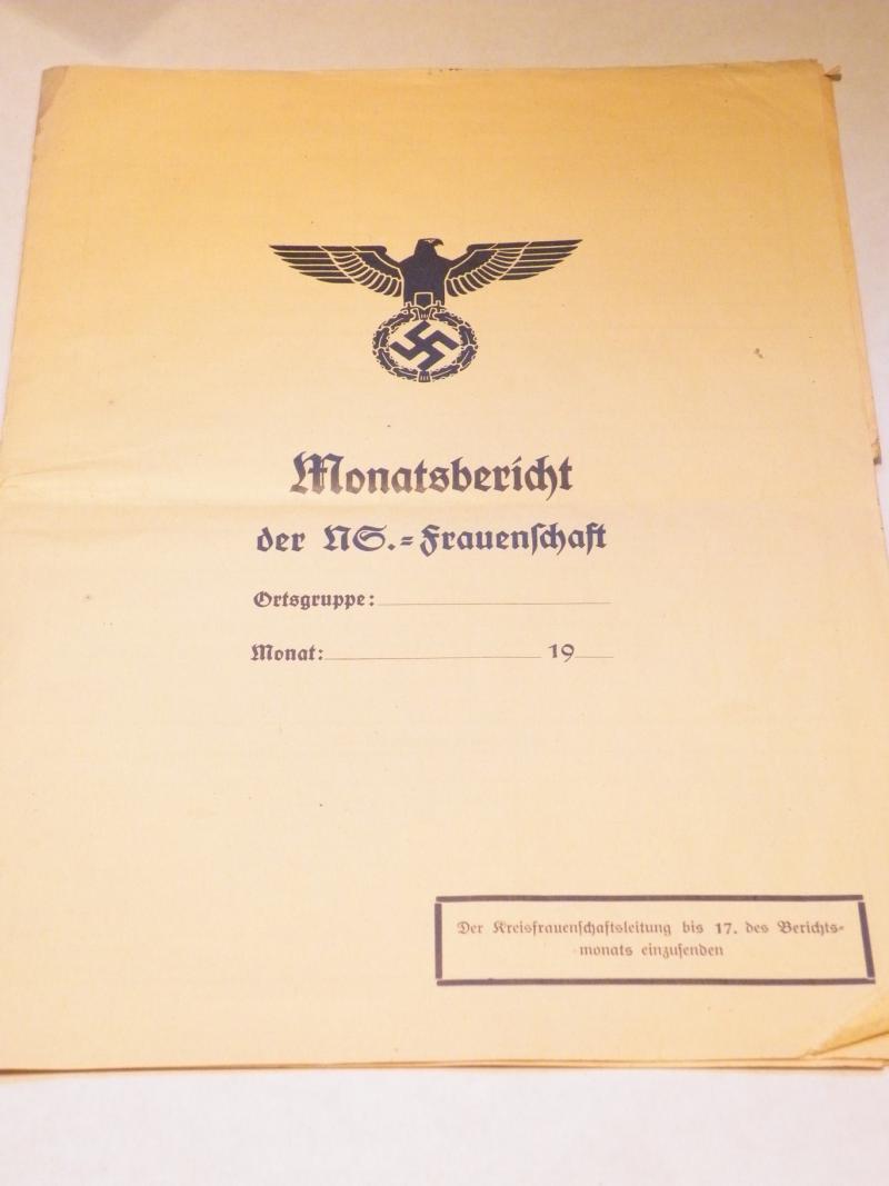 Scarce Unused National Socialist Women's League Monthly Report.
