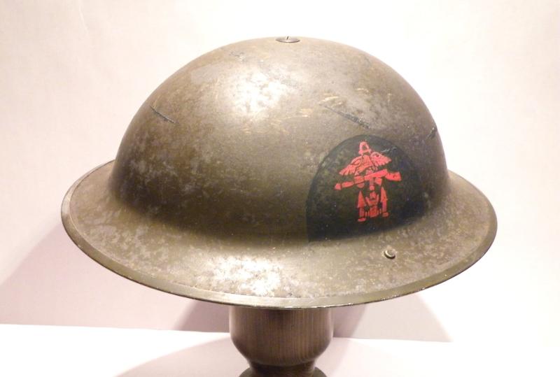 WW2 Era Brodie Helmet with Combined Opps Decal.