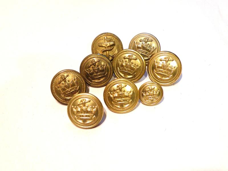 9 Merchant Navy Buttons.
