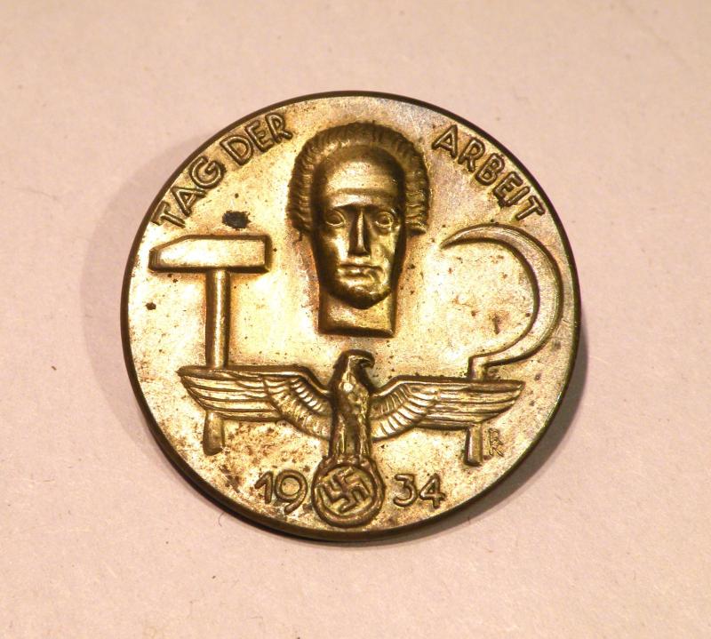 German 1934 Workers Day Badge or Tinny – Maker Marked