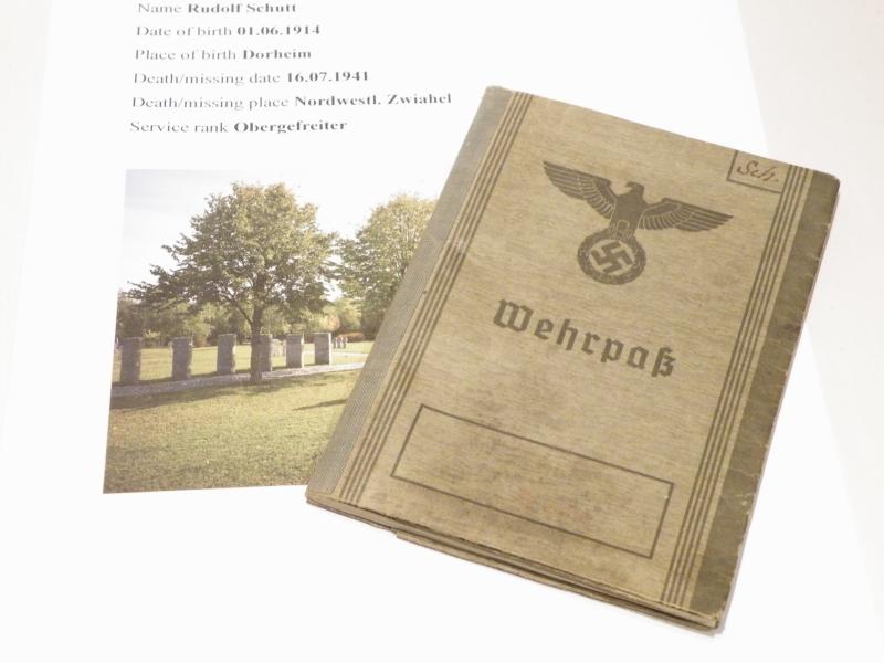 WW2 German Military ID Book Rudolf Schutt KIA