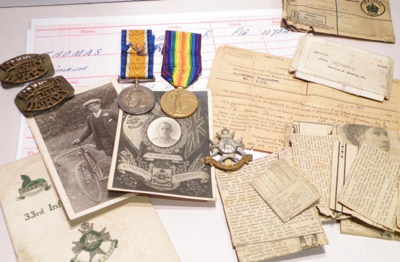WW1 Medal Pair to Thomas Notts & Derby Regiment.