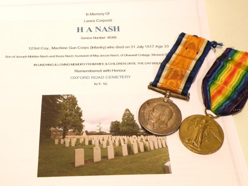 WW1 Medal Pair to Nash MGC – KIA 1st Day Passchendaele.
