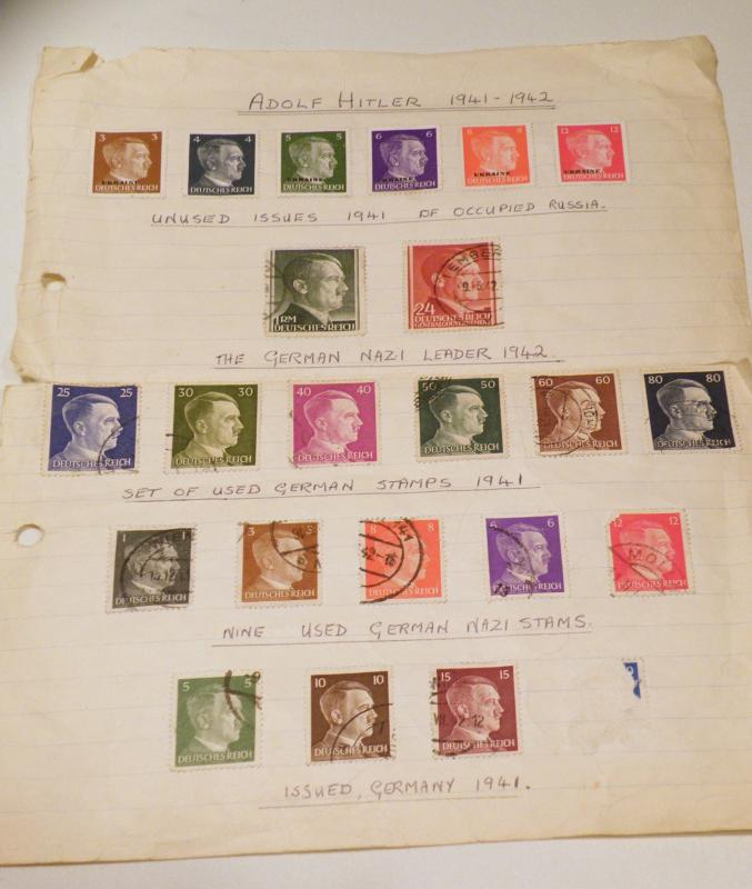 Sheet Used German Hitler Stamps 1941/42.