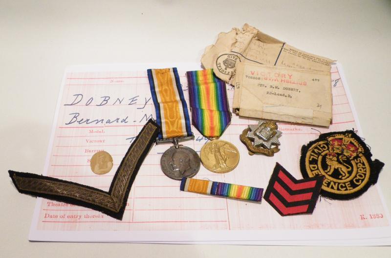 WW1 Medal Pair Etc to Dobney 23rd Londons.