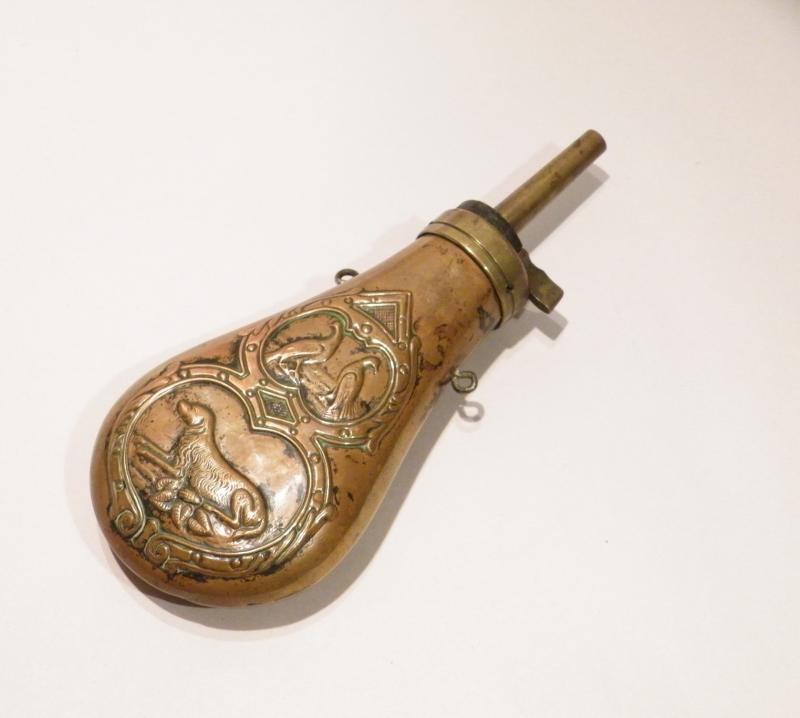 Antique Copper Shot/Powder Flask