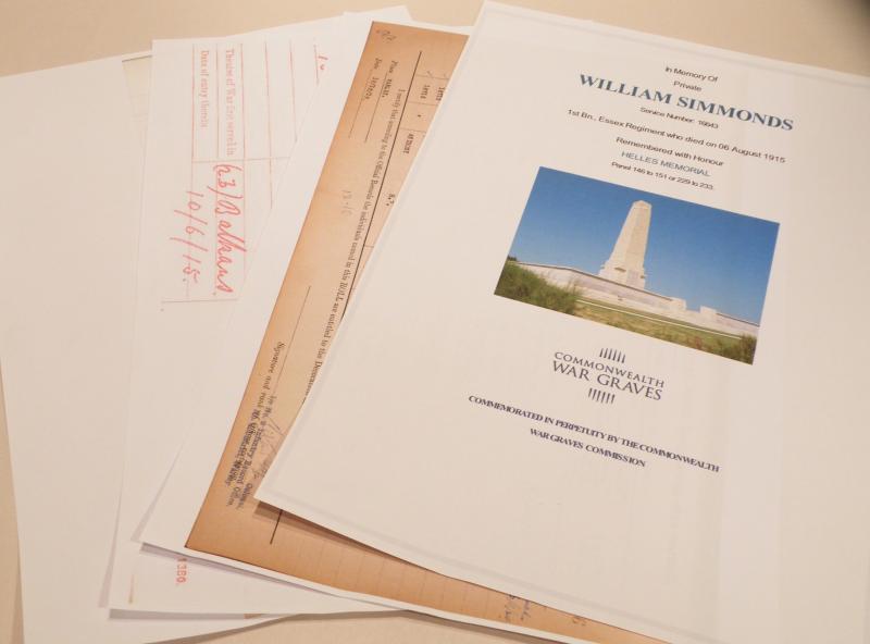 WW1 Victory Medal Simmonds Essex Reg - Killed Gallipoli.