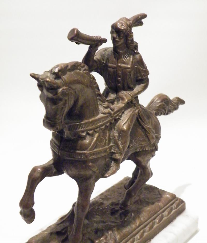 Antique Bronze Figure of Medieval Trumpeter.