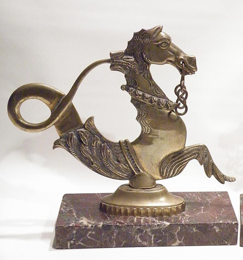 Pair Antique Brass Venetian Gondola Horses.