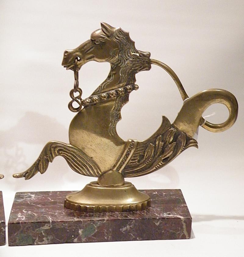Pair Antique Brass Venetian Gondola Horses.