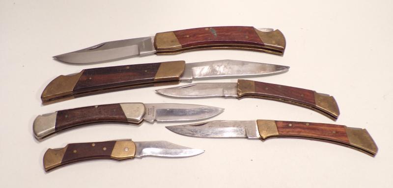 6 Wood & Brass Lock Knives