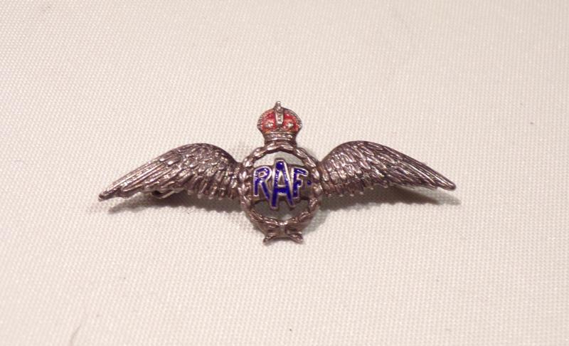 WW2 Era Sterling Silver & Enamel RAF Sweetheart Brooch