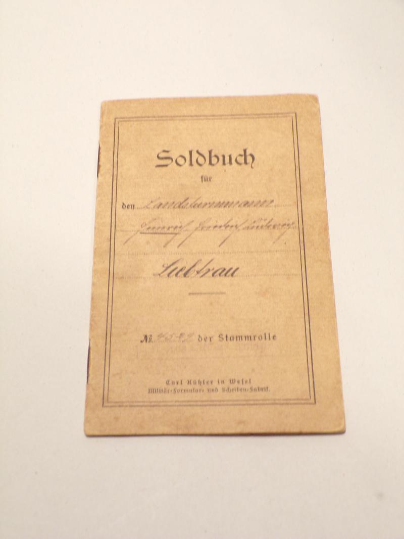 WW1 German Soldiers Paybook – Ersatz Battalion