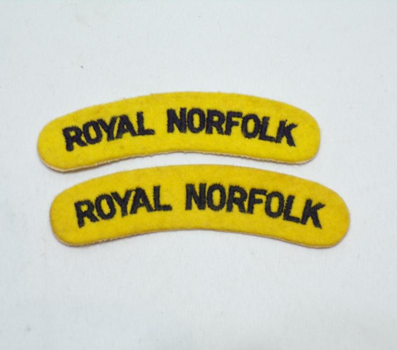 Pair Royal Norfolk Regiment Cloth Shoulder Badges.