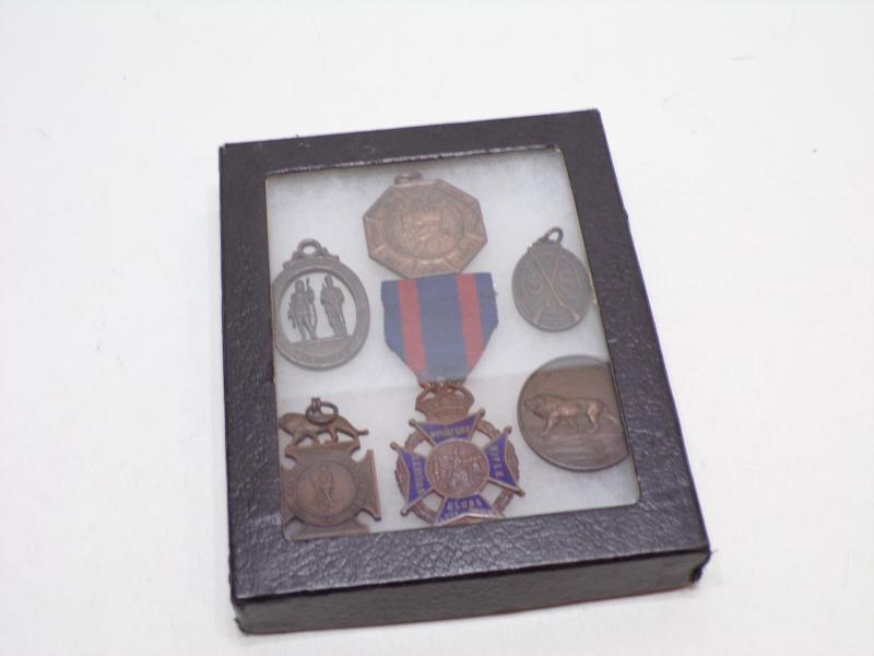 Collection of Six Rifle Clubs Pendants and Medal