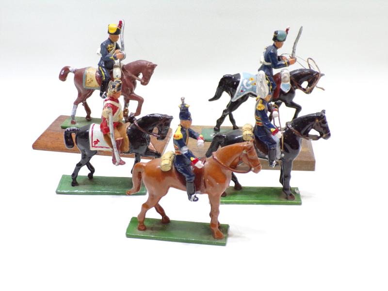 Five Vintage Hand Painted Lead Mounted Figures