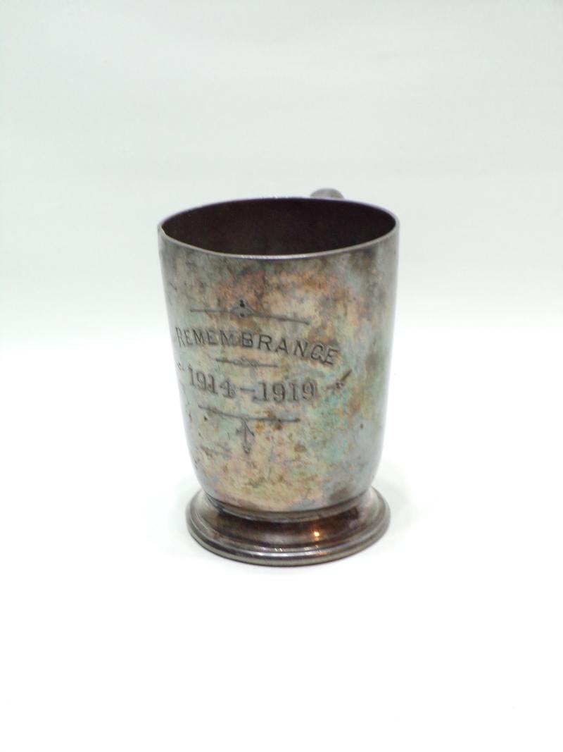 WW1 Era Walker & Hall Silver Plated Remembrance Tankard