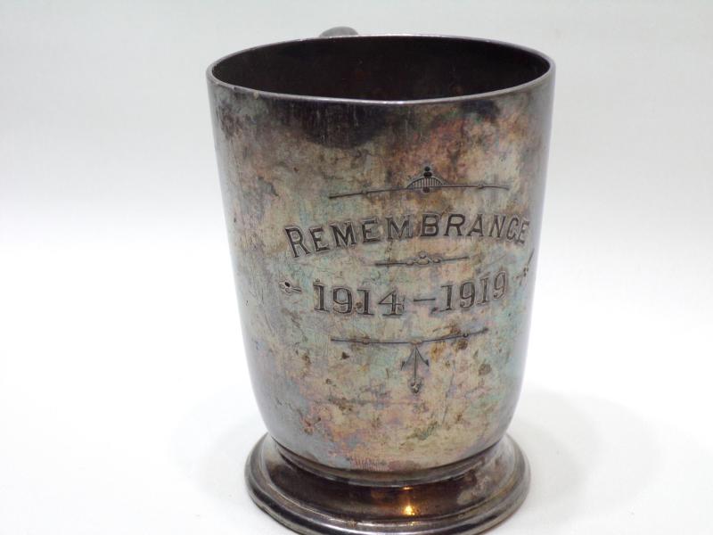 WW1 Era Walker & Hall Silver Plated Remembrance Tankard