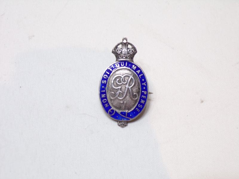 WW1 Era Sterling Silver Household Battalion Sweetheart Badge