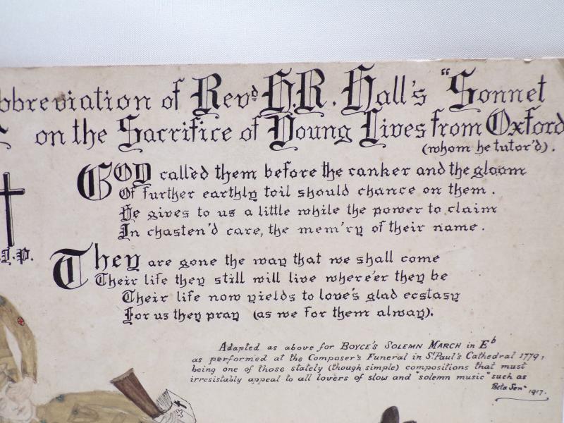 Unusual WW1 Era Hand Crafted Memorial Card & Separate Letter