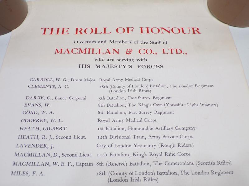 Two WW1 Era Ephemera Items, Scroll and Memorial Service