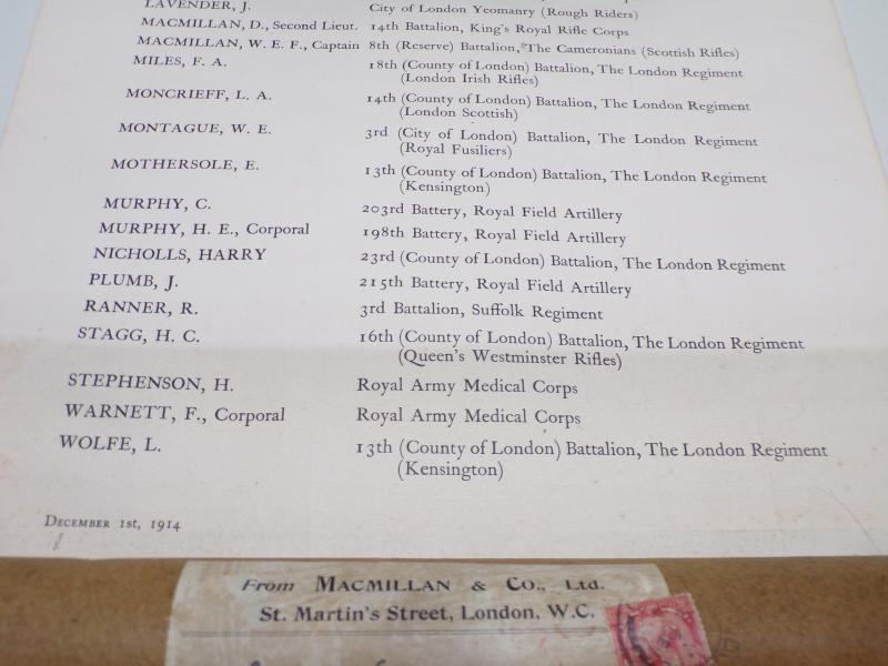 Two WW1 Era Ephemera Items, Scroll and Memorial Service