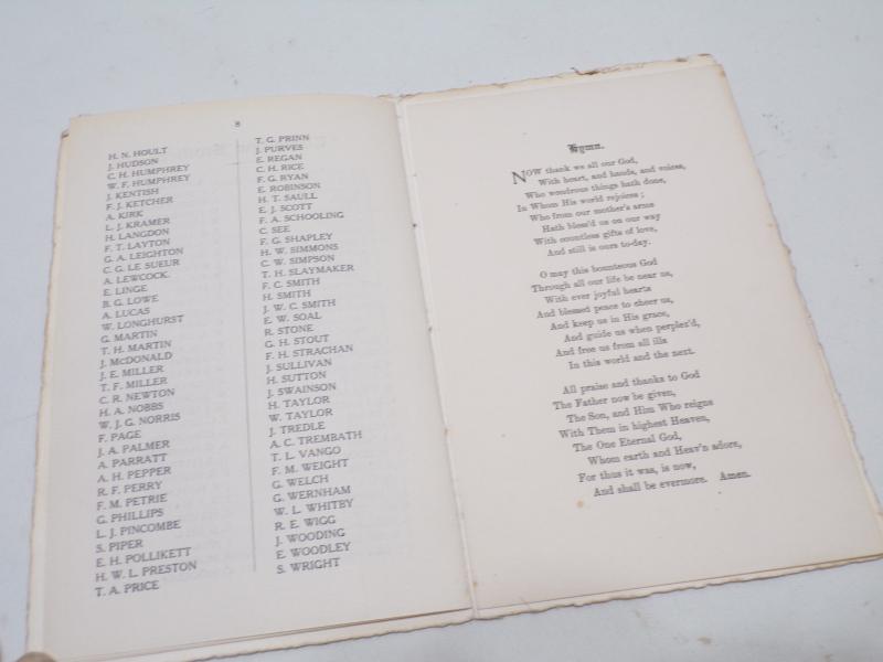 Two WW1 Era Ephemera Items, Scroll and Memorial Service