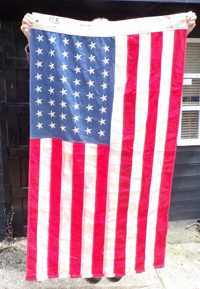 WW2 Era 1942 Dated United States 48 Stars and Stripes Linen Flag
