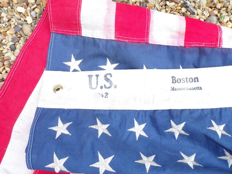 WW2 Era 1942 Dated United States 48 Stars and Stripes Linen Flag