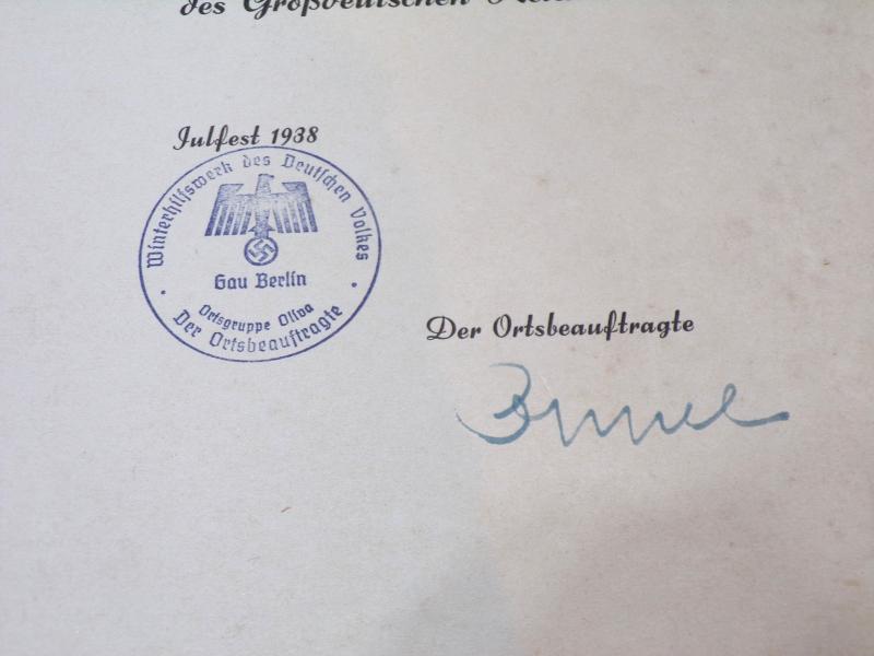 1938 Dated German Winter Relief Fund Flyer