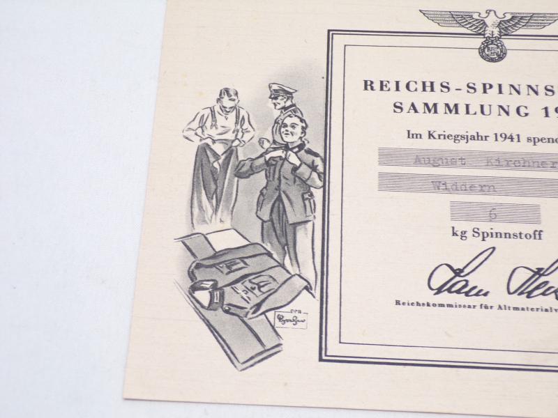 Scarce WW2 1941 Dated German Textiles Donation Receipt 3
