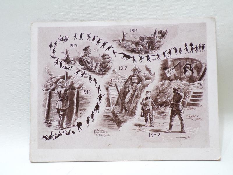 Interesting WW1 Satirical Christmas Card 1914-19-?