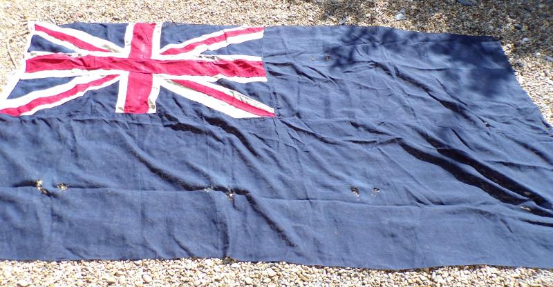 Vintage Panel Stitched Linen Naval Blue Ensign Flag